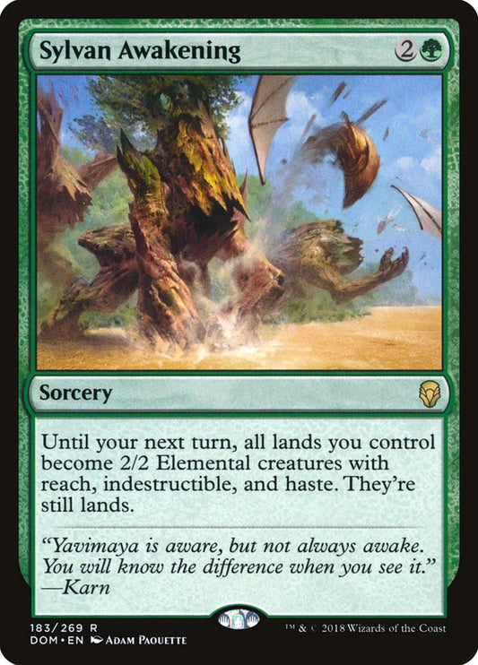 This Is An Image Of The Magic The Gathering Card Sylvan Awakening From The Set Dominaria - Designed By Artist Adam Paquette