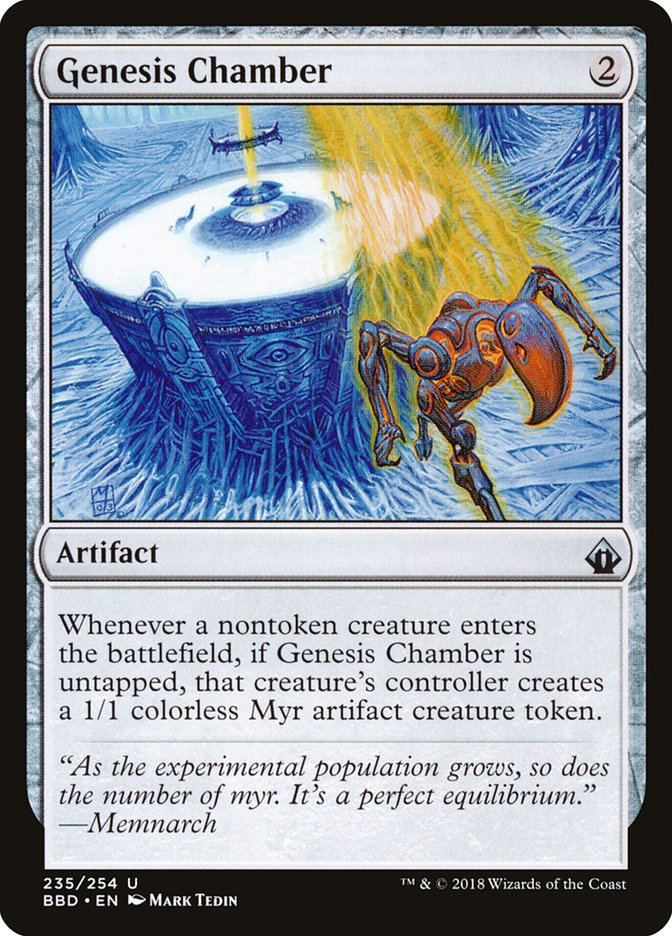 This Is An Image Of The Magic The Gathering Card Genesis Chamber From The Set Battlebond - Designed By Artist Mark Tedin
