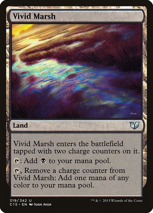 This Is An Image Of The Magic The Gathering Card Vivid Marsh From The Set Commander 2017 - Designed By Artist John Avon
