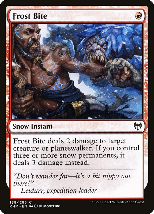 This Is An Image Of The Magic The Gathering Card Frost Bite From The Set Kaldheim - Designed By Artist Caio Monteiro