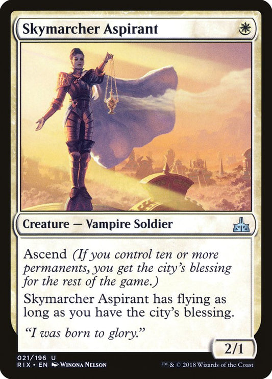 This Is An Image Of The Magic The Gathering Card Skymarcher Aspirant From The Set Rivals of Ixalan - Designed By Artist Winona Nelson