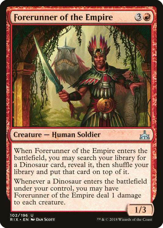 This Is An Image Of The Magic The Gathering Card Forerunner of the Empire From The Set Rivals of Ixalan - Designed By Artist Dan Murayama Scott
