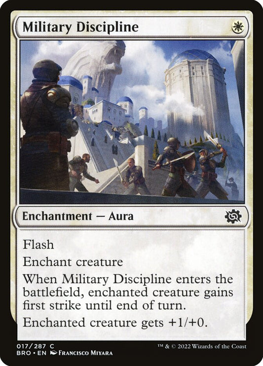 This Is An Image Of The Magic The Gathering Card Military Discipline From The Set The Brothers' War - Designed By Artist Francisco Miyara