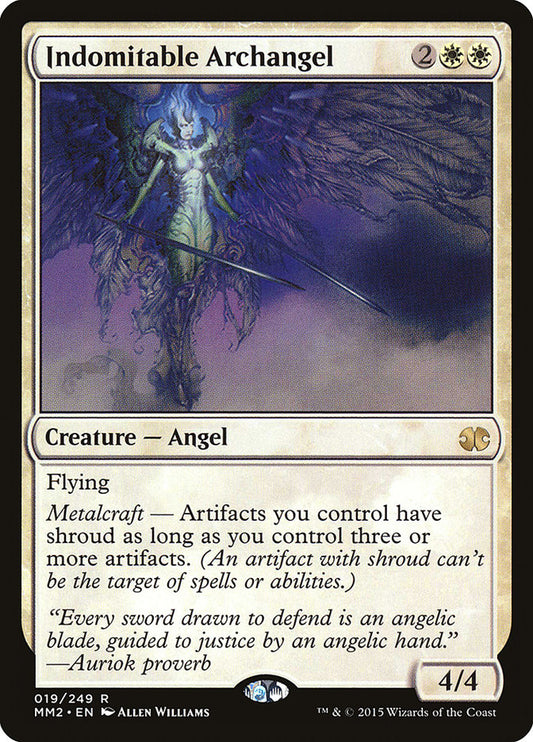 This Is An Image Of The Magic The Gathering Card Indomitable Archangel From The Set Neon Dynasty Commander - Designed By Artist Allen Williams
