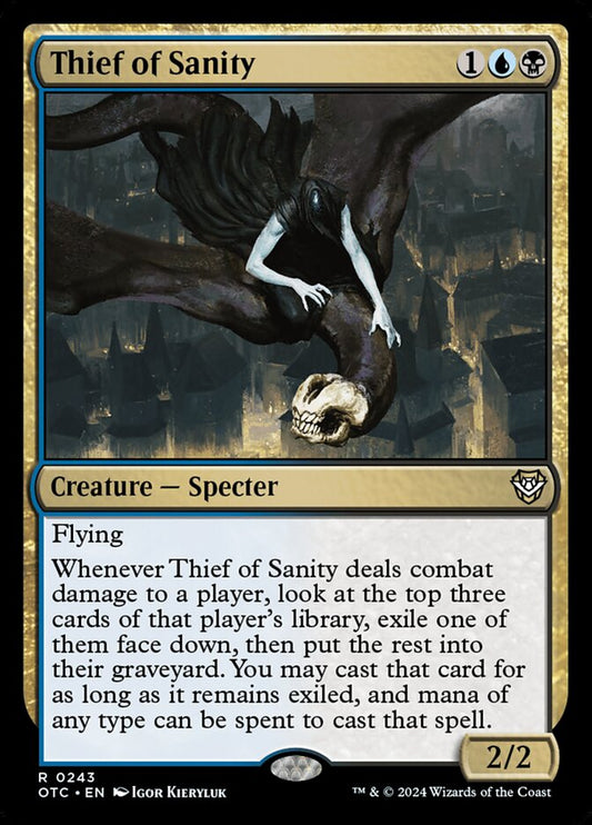 This Is An Image Of The Magic The Gathering Card Thief of Sanity From The Set Outlaws of Thunder Junction Commander - Designed By Artist Igor Kieryluk