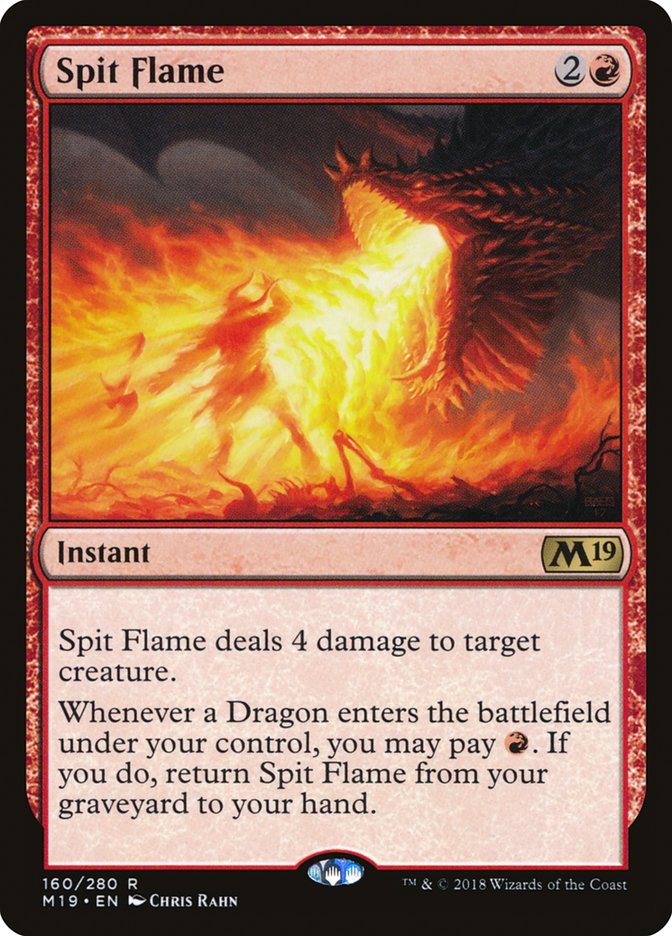 This Is An Image Of The Magic The Gathering Card Spit Flame From The Set Tarkir: Dragonstorm Commander - Designed By Artist Chris Rahn