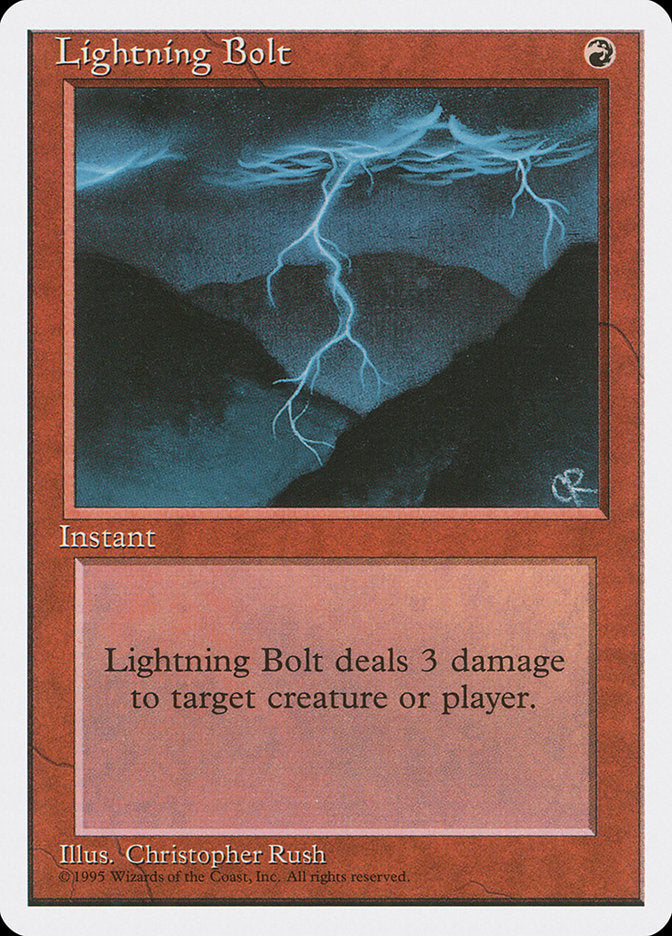 This Is An Image Of The Magic The Gathering Card Lightning Bolt From The Set Ravnica: Clue Edition - Designed By Artist Christopher Moeller