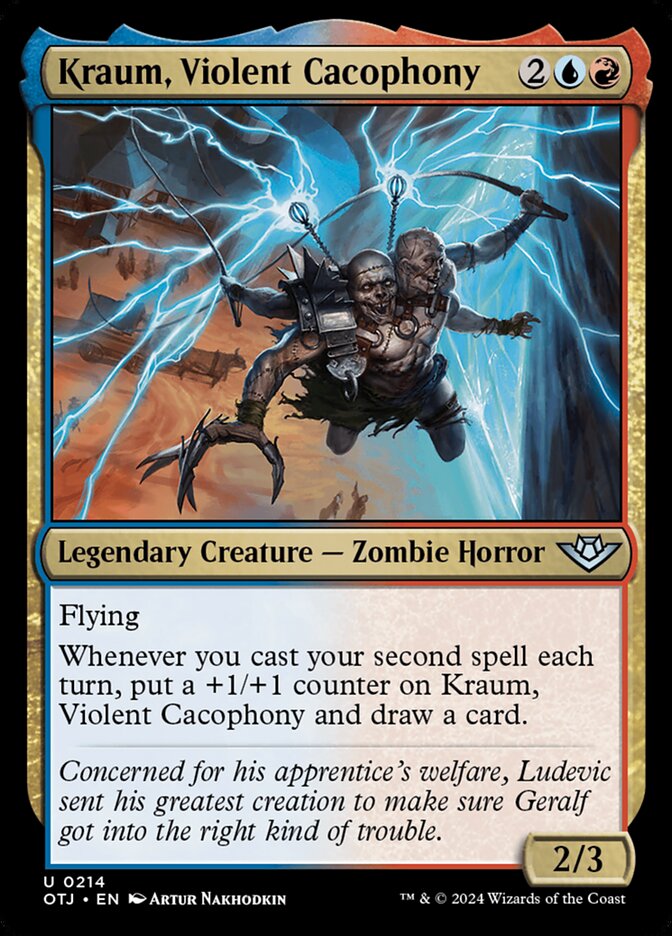 This Is An Image Of The Magic The Gathering Card Kraum, Violent Cacophony From The Set Outlaws of Thunder Junction - Designed By Artist Artur Nakhodkin