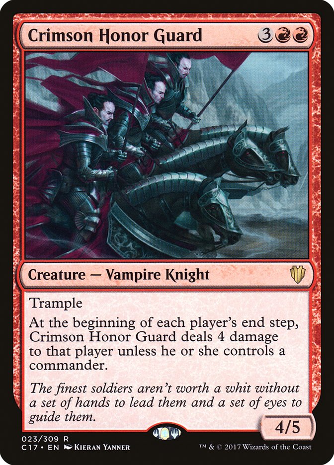 This Is An Image Of The Magic The Gathering Card Crimson Honor Guard From The Set Crimson Vow Commander - Designed By Artist Kieran Yanner