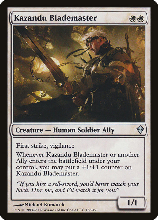 This Is An Image Of The Magic The Gathering Card Kazandu Blademaster From The Set Zendikar - Designed By Artist Michael Komarck