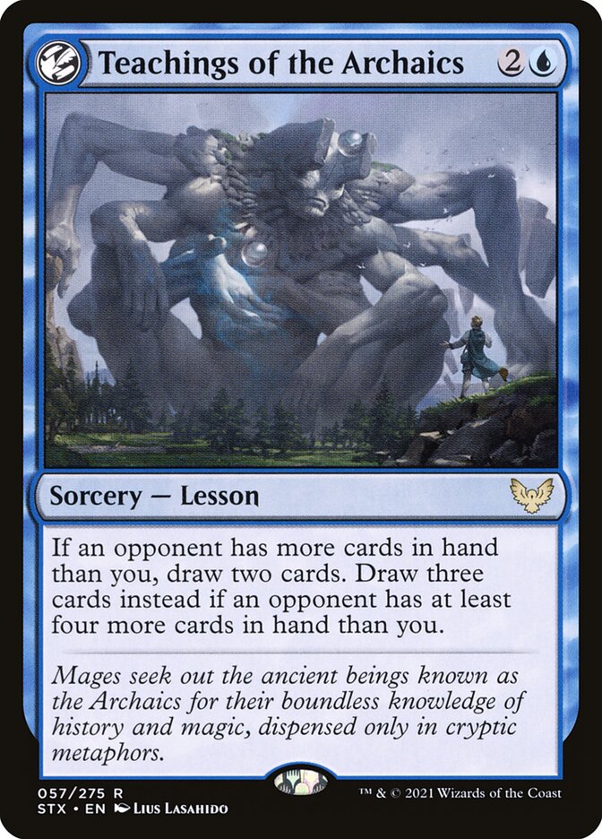 This Is An Image Of The Magic The Gathering Card Teachings of the Archaics From The Set Strixhaven: School of Mages - Designed By Artist Lius Lasahido