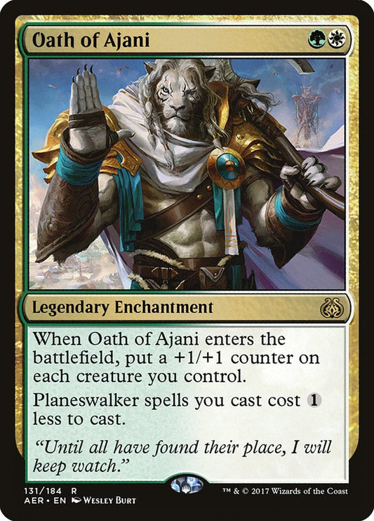 This Is An Image Of The Magic The Gathering Card Oath of Ajani From The Set Aether Revolt - Designed By Artist Wesley Burt