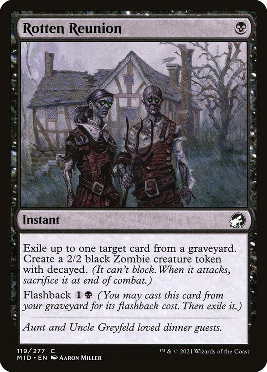 This Is An Image Of The Magic The Gathering Card Rotten Reunion From The Set Innistrad: Midnight Hunt - Designed By Artist Aaron Miller