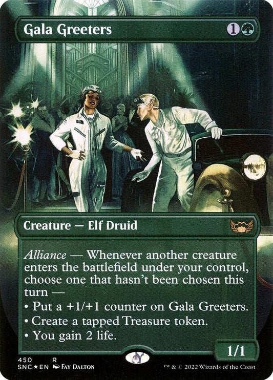 This Is An Image Of The Magic The Gathering Card Gala Greeters From The Set Streets of New Capenna - Designed By Artist Bud Cook