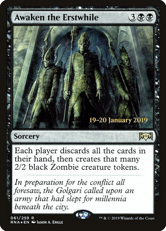 This Is An Image Of The Magic The Gathering Card Awaken the Erstwhile From The Set Ravnica Allegiance - Designed By Artist Jason A. Engle