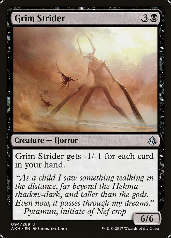 This Is An Image Of The Magic The Gathering Card Grim Strider From The Set Amonkhet - Designed By Artist Christine Choi