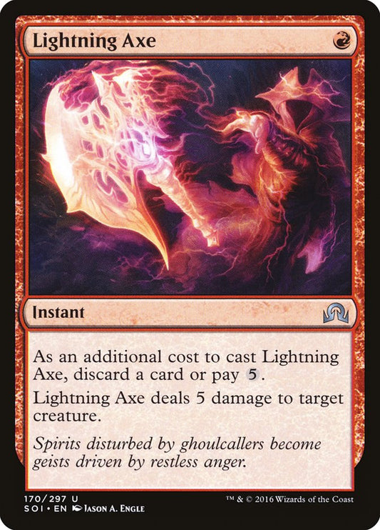 This Is An Image Of The Magic The Gathering Card Lightning Axe From The Set Innistrad Remastered - Designed By Artist Jason A. Engle