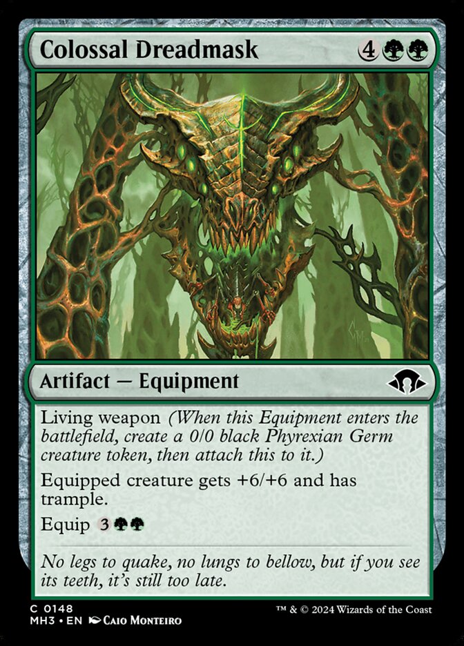 This Is An Image Of The Magic The Gathering Card Colossal Dreadmask From The Set Modern Horizons 3 - Designed By Artist Caio Monteiro