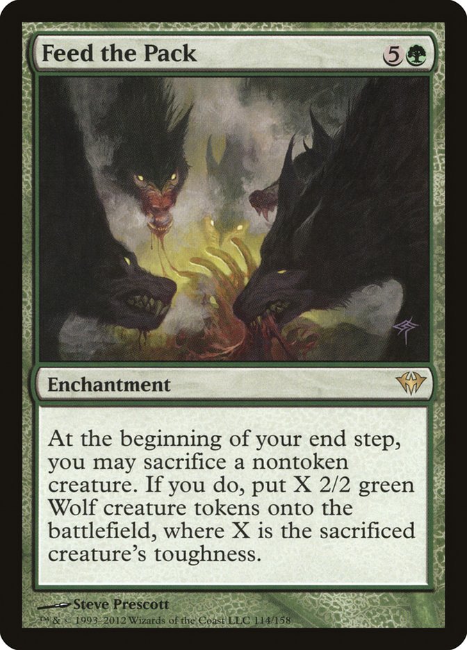 This Is An Image Of The Magic The Gathering Card Feed the Pack From The Set Dark Ascension - Designed By Artist Steve Prescott