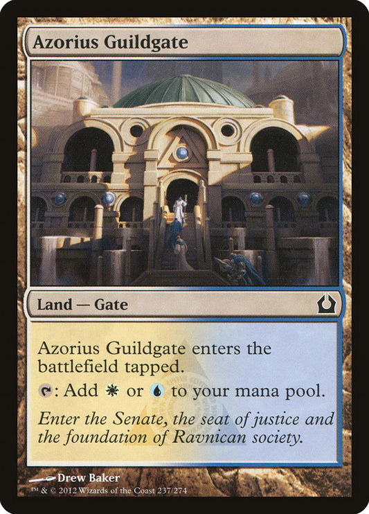 This Is An Image Of The Magic The Gathering Card Azorius Guildgate From The Set Foundations - Designed By Artist Drew Baker