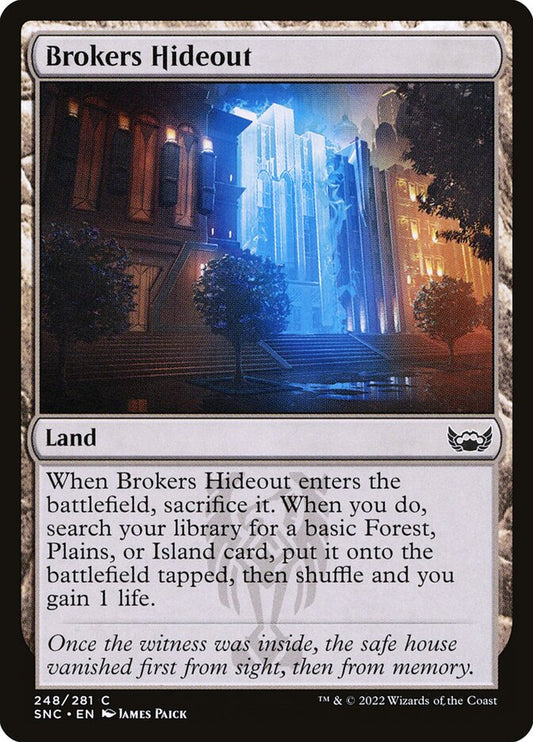This Is An Image Of The Magic The Gathering Card Brokers Hideout From The Set Streets of New Capenna - Designed By Artist James Paick