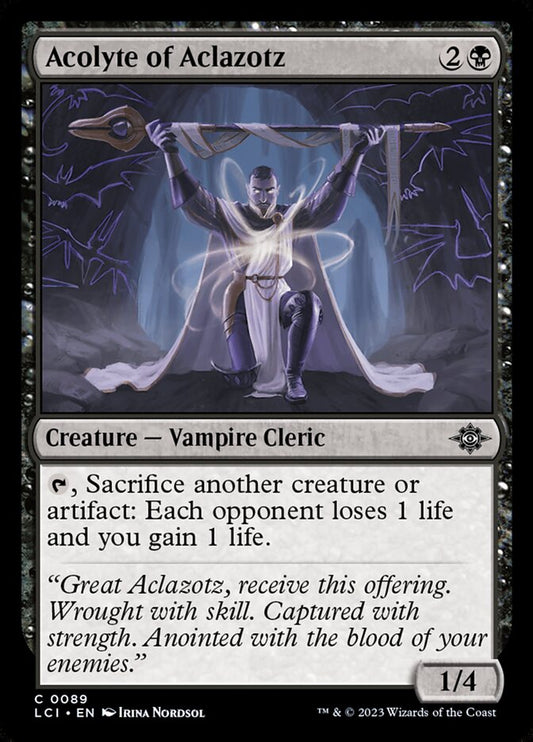 This Is An Image Of The Magic The Gathering Card Acolyte of Aclazotz From The Set The Lost Caverns of Ixalan - Designed By Artist Irina Nordsol