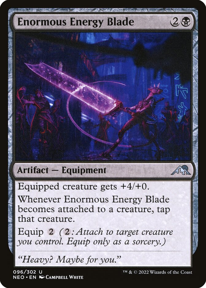 This Is An Image Of The Magic The Gathering Card Enormous Energy Blade From The Set Kamigawa: Neon Dynasty - Designed By Artist Campbell White