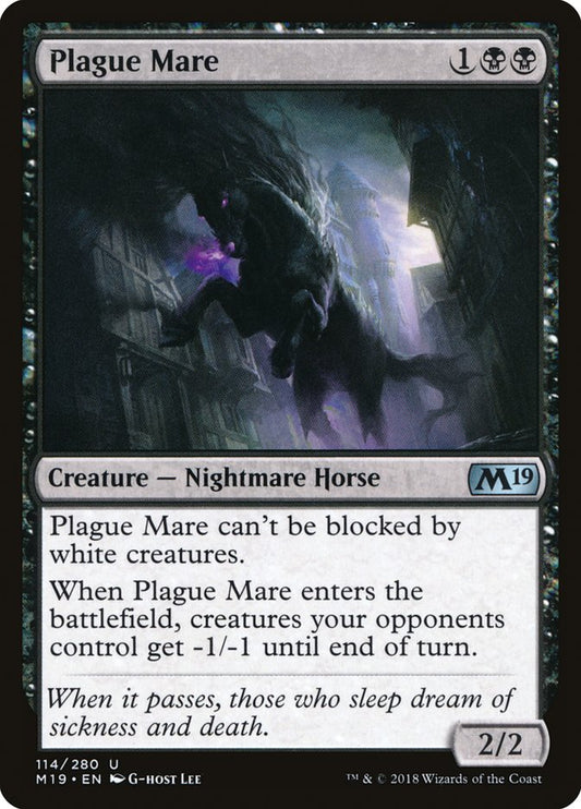 This Is An Image Of The Magic The Gathering Card Plague Mare From The Set Core Set 2019 - Designed By Artist G-host Lee