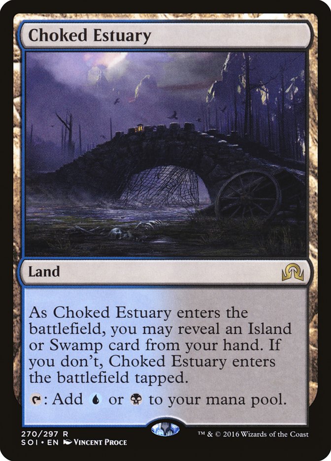 This Is An Image Of The Magic The Gathering Card Choked Estuary From The Set Murders at Karlov Manor Commander - Designed By Artist Vincent Proce