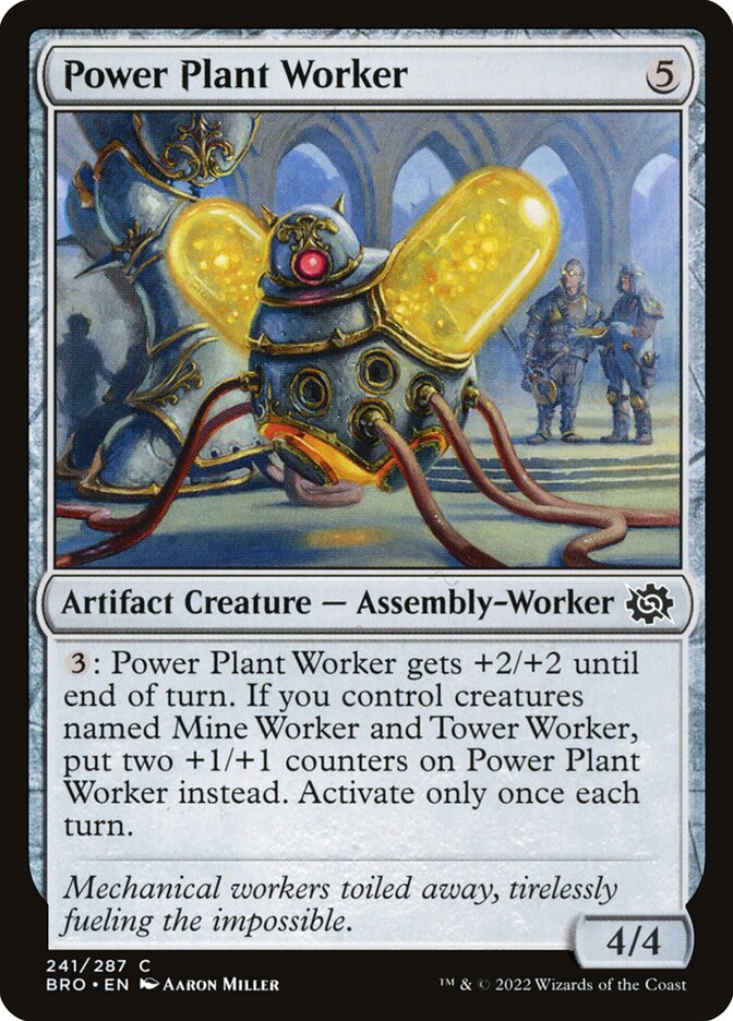 This Is An Image Of The Magic The Gathering Card Power Plant Worker From The Set The Brothers' War - Designed By Artist Aaron Miller