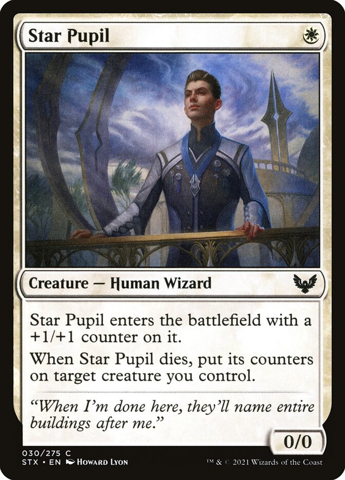 This Is An Image Of The Magic The Gathering Card Star Pupil From The Set Strixhaven: School of Mages - Designed By Artist Howard Lyon