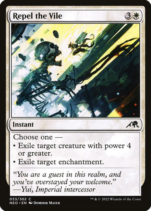 This Is An Image Of The Magic The Gathering Card Repel the Vile From The Set Kamigawa: Neon Dynasty - Designed By Artist Dominik Mayer