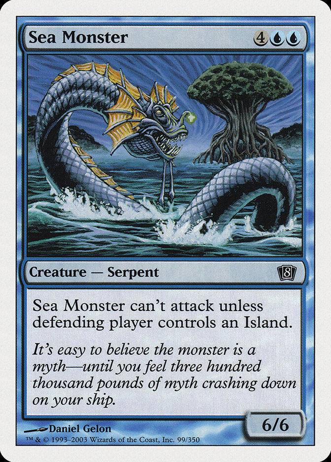 This Is An Image Of The Magic The Gathering Card Sea Monster From The Set Tempest Remastered - Designed By Artist Daniel Gelon