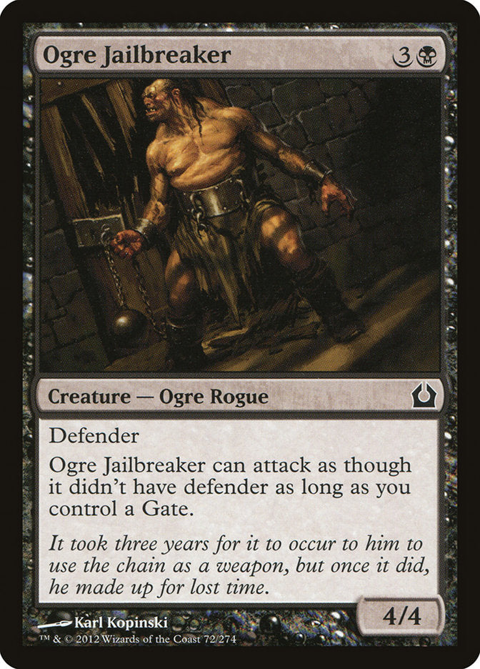 This Is An Image Of The Magic The Gathering Card Ogre Jailbreaker From The Set Modern Masters 2017 - Designed By Artist Karl Kopinski