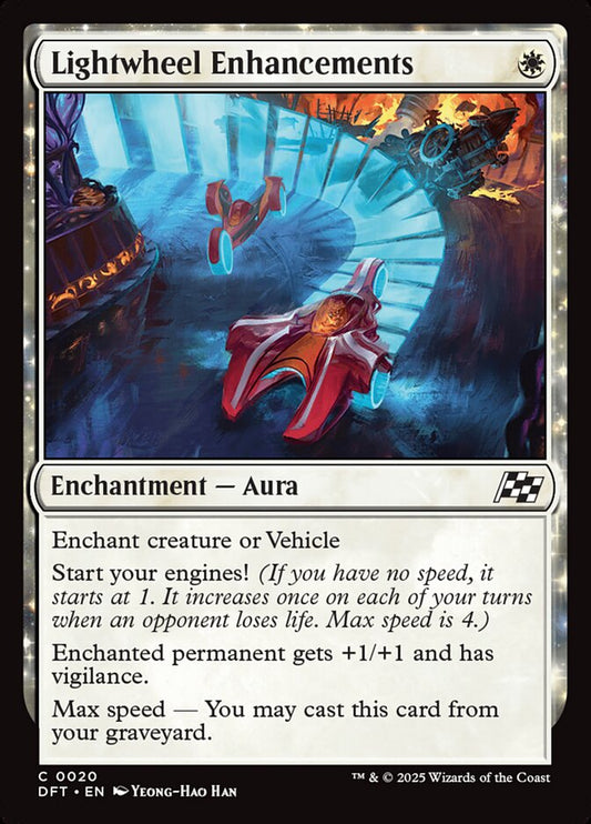 This Is An Image Of The Magic The Gathering Card Lightwheel Enhancements From The Set Aetherdrift - Designed By Artist Yeong-Hao Han