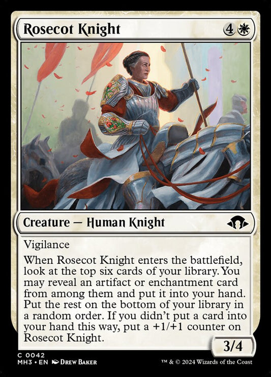 This Is An Image Of The Magic The Gathering Card Rosecot Knight From The Set Modern Horizons 3 - Designed By Artist Drew Baker