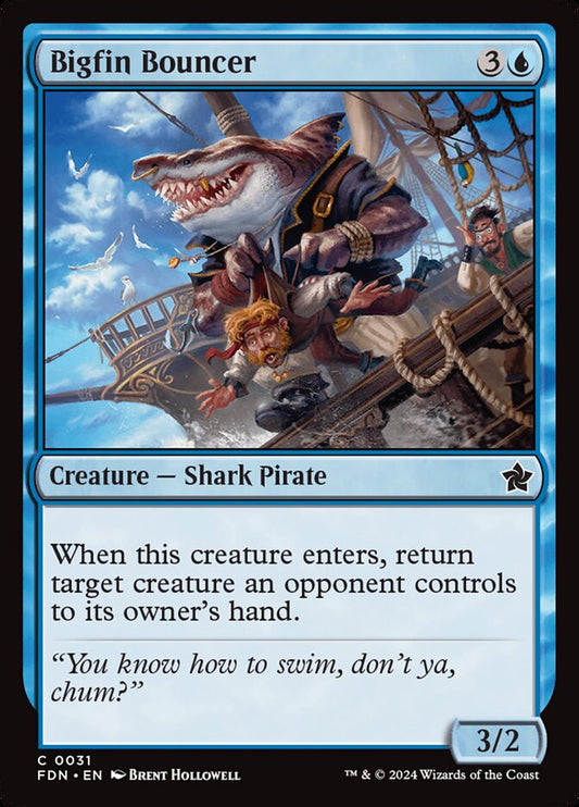 This Is An Image Of The Magic The Gathering Card Bigfin Bouncer From The Set Foundations - Designed By Artist Brent Hollowell