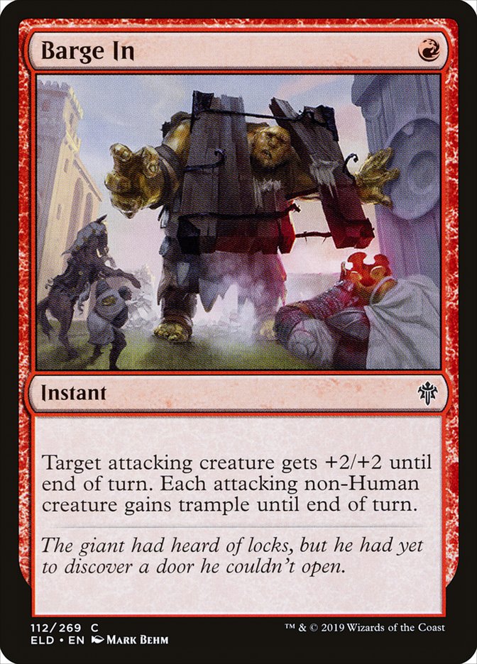This Is An Image Of The Magic The Gathering Card Barge In From The Set Throne of Eldraine - Designed By Artist Mark Behm
