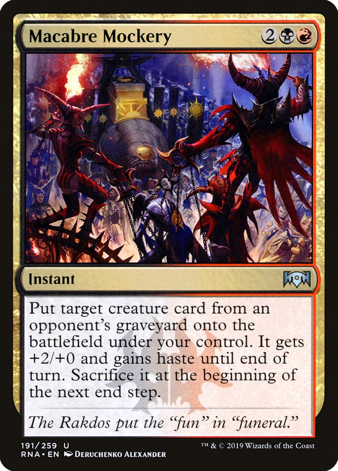 This Is An Image Of The Magic The Gathering Card Macabre Mockery From The Set Ravnica Allegiance - Designed By Artist Deruchenko Alexander