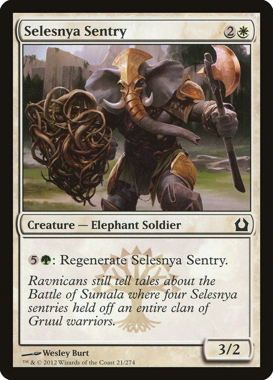 This Is An Image Of The Magic The Gathering Card Selesnya Sentry From The Set Return to Ravnica - Designed By Artist Wesley Burt