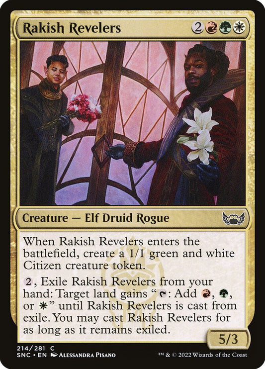 This Is An Image Of The Magic The Gathering Card Rakish Revelers From The Set Streets of New Capenna - Designed By Artist Alessandra Pisano