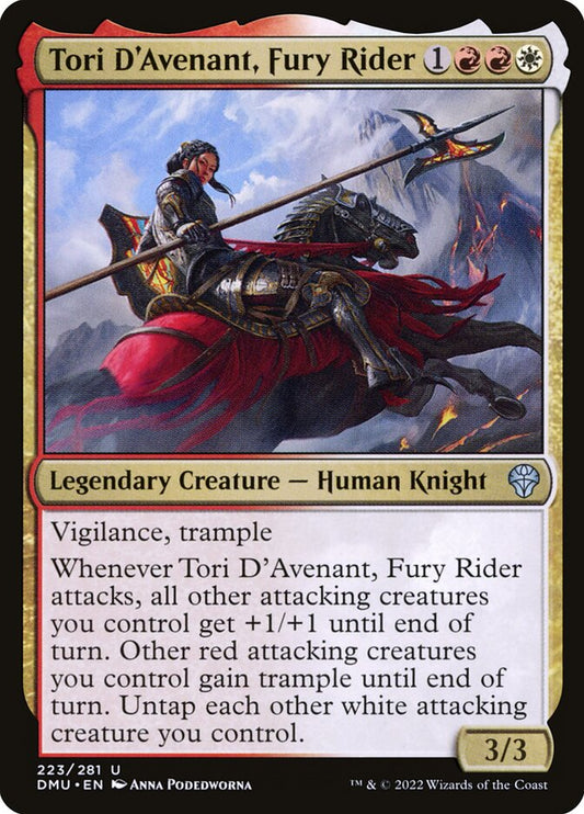 This Is An Image Of The Magic The Gathering Card Tori D'Avenant, Fury Rider From The Set Dominaria United - Designed By Artist Anna Podedworna