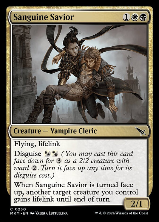 This Is An Image Of The Magic The Gathering Card Sanguine Savior From The Set Murders at Karlov Manor - Designed By Artist Valera Lutfullina