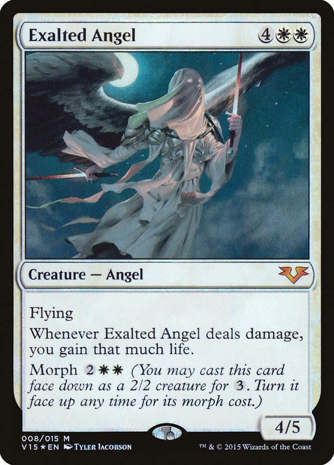 This Is An Image Of The Magic The Gathering Card Exalted Angel From The Set Murders at Karlov Manor Commander - Designed By Artist Michael Sutfin