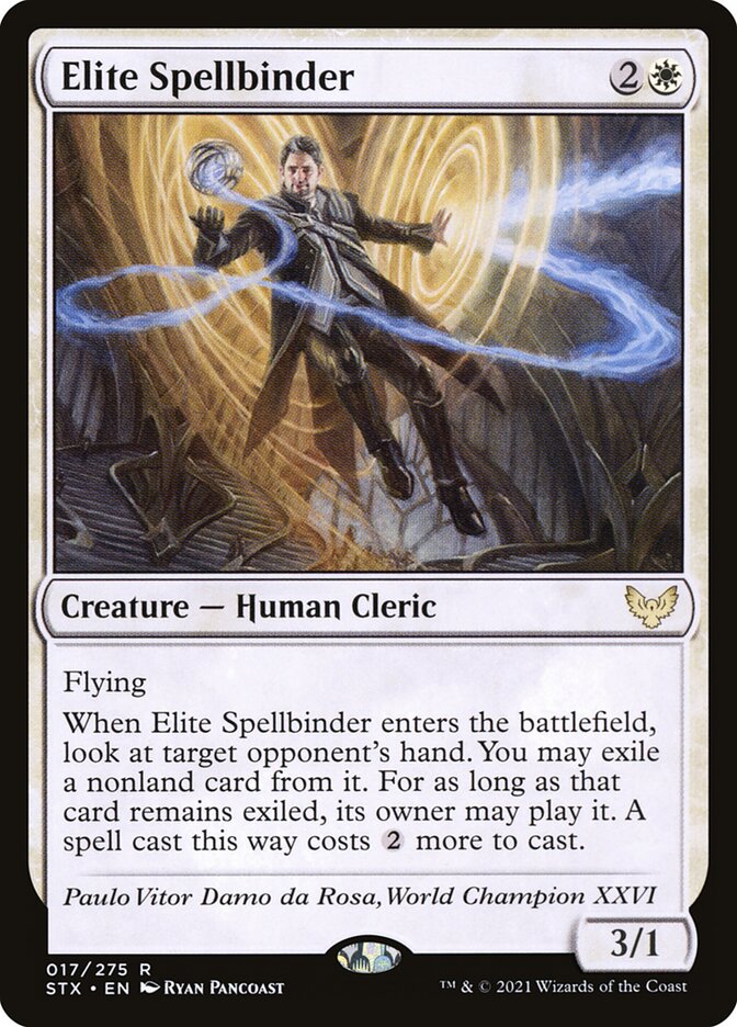 This Is An Image Of The Magic The Gathering Card Elite Spellbinder From The Set Strixhaven: School of Mages - Designed By Artist Ryan Pancoast