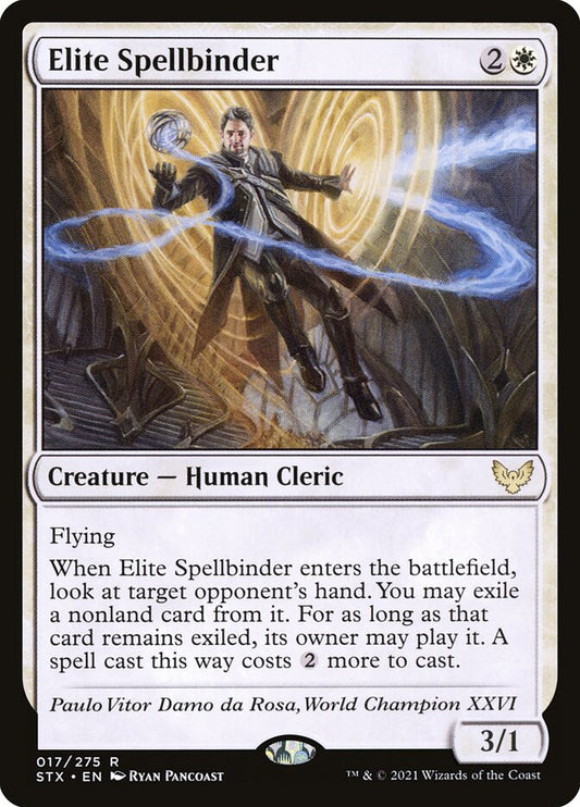 This Is An Image Of The Magic The Gathering Card Elite Spellbinder From The Set Strixhaven: School of Mages - Designed By Artist Ryan Pancoast