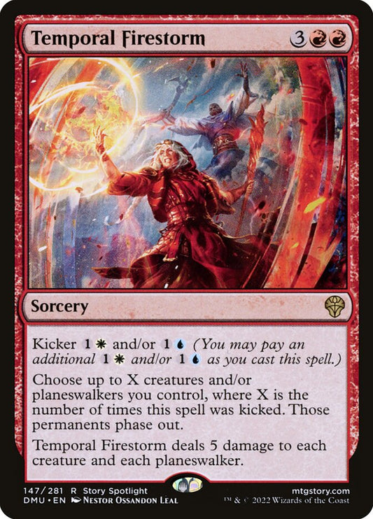 This Is An Image Of The Magic The Gathering Card Temporal Firestorm From The Set Dominaria United - Designed By Artist Néstor Ossandón Leal