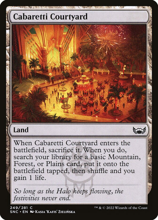 This Is An Image Of The Magic The Gathering Card Cabaretti Courtyard From The Set Streets of New Capenna - Designed By Artist Kasia 'Kafis' Zielińska