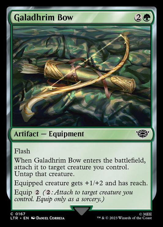 This Is An Image Of The Magic The Gathering Card Galadhrim Bow From The Set The Lord of the Rings: Tales of Middle-earth - Designed By Artist Daniel Correia
