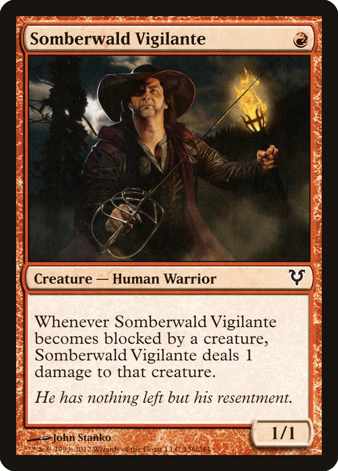 This Is An Image Of The Magic The Gathering Card Somberwald Vigilante From The Set Duel Decks: Heroes vs. Monsters - Designed By Artist John Stanko
